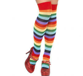 Meias longas multicoloridas palhaço