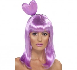 Queen of Pop Lilac Wig with Heart Headband for Women