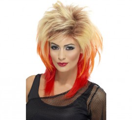 Peruca loira estilo Mullet degradada para vermelho