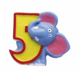 Safari Animal Candle with the number 5