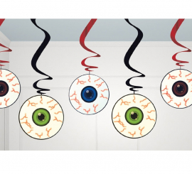 Bag of 5 Decorative Hanging Eyes for Halloween