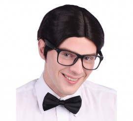 Nerd ou peruca preta do nerd