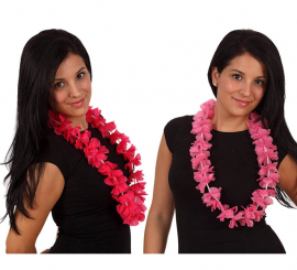 Hawaiian necklace with flowers 2 assorted colors