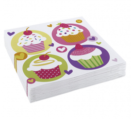 Bag of 20 Cupcake Napkins measuring 33x33 cm.