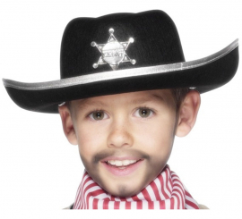 Children's Black Western Sheriff Hat