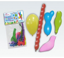 Bag of 10 Mixed colored latex balloons