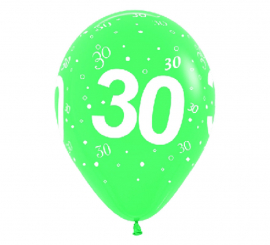 Saco de 10 balões de látex com o número 30 impresso
