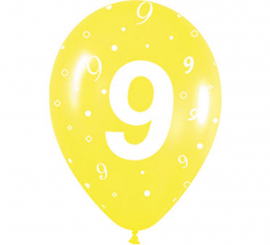 Saco de 10 balões de látex com o número 9 serigrafia 30cm