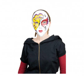 Yellow and red Glitter Venetian Mask