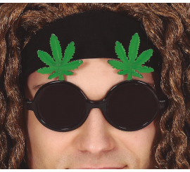 Black Glasses with Marijuana Leaves