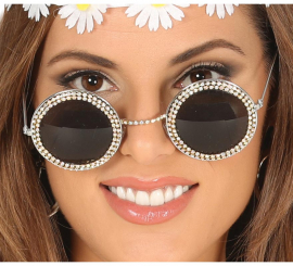 Óculos redondos com strass