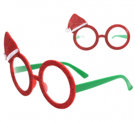 Glasses without glass of red Santa Claus with hat
