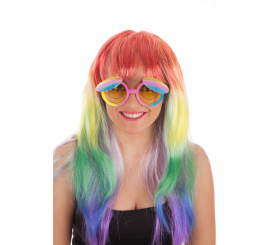 Óculos Smile dos anos 60 com cristais amarelos e bonés