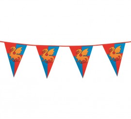 Galhardete medieval com 15 bandeiras de 30 x 20 cm