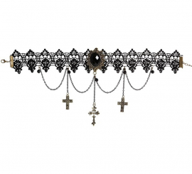 Gothic Choker with Black Gems