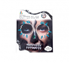 Adhesive Facial Gems Turquoise Blue Skull
