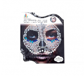 Adhesive Facial Gems Blue and Silver Skull