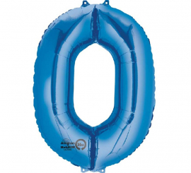 Balão metálico azul número 0