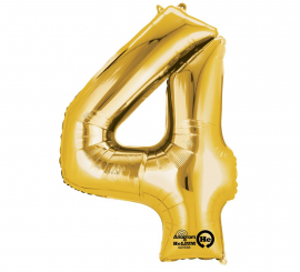 Balão metálico dourado número 4 de 60x91 cm