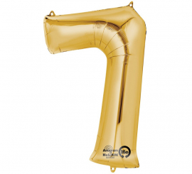 Balão metálico dourado número 7 de 55x88 cm