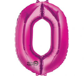 Balão metálico fúcsia número 0
