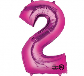 Balão metálico fúcsia número 2