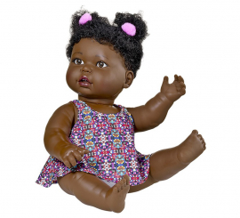 Boneca Chubby Preta com Vestidos Sortidos 43 cm