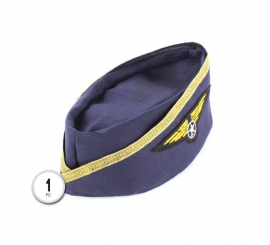 Boné de aeromoça adulto azul e dourado