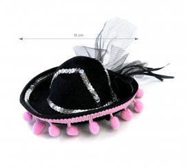 Catrina Hat with 13 cm pink tassels