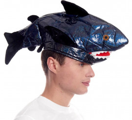 Chapéu de espuma de tubarão azul