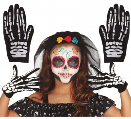 Gloves with Children's Skeleton Bones