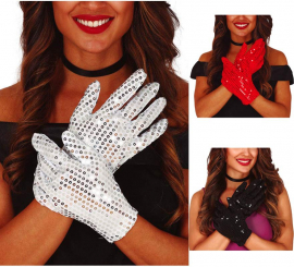 Luvas de lantejoulas em várias cores de 22 cm