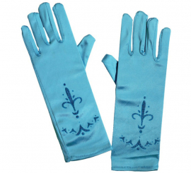 Children's long blue princess gloves of 24 cm