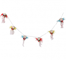 Garland with 6 Clown Heads with light of 180 cm