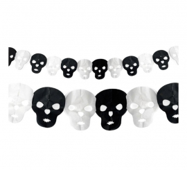 3 meter black and white skull garland