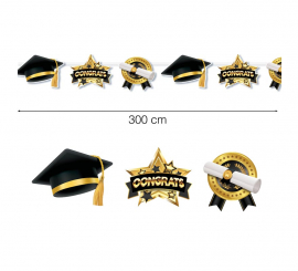 300 cm black and gold Graduate garland