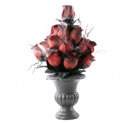 Vaso com rosas e teias de aranha 15x15x34 cm