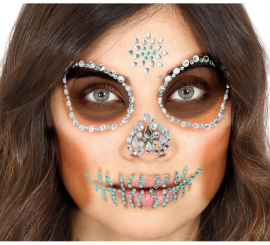 Green Skull Adhesive Face Jewelry