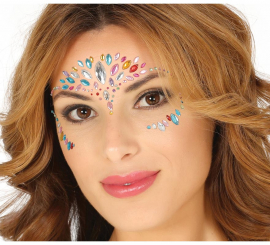 Joias adesivas multicoloridas para rosto