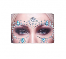 Jóias faciais em prata brilhante e gotas azuis