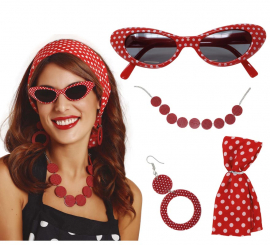 50s Kit: Headband, Glasses, Earrings and Necklace