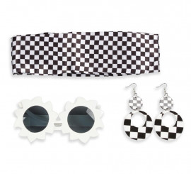 Plaid 60s Kit: Earrings, Glasses and Headband