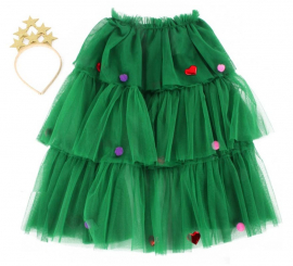 Kit Árvore de Natal: Fita de cabelo e Capa de Tule 54 cm