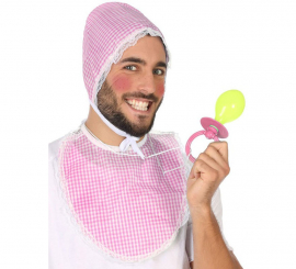 Kit Bebê para Rosa: Boné, Babete e Chupeta