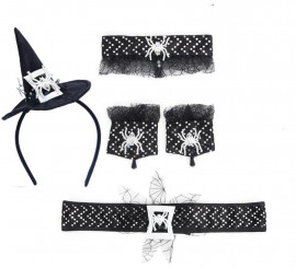 Black Witch Kit: Headband, Belt, Necklace and Wristbands