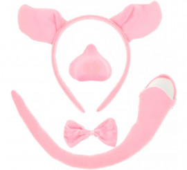 Kit Pink Pig: Tiara, Nariz, Laço e Rabo
