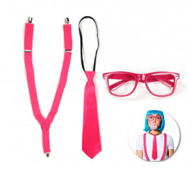 Red Schoolgirl Kit: Glasses, Tie and Suspenders