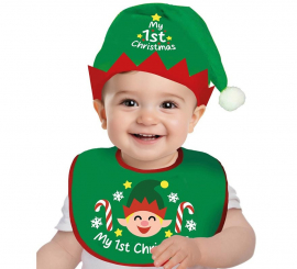 Kit Duende Infantil: Chapéu e Babador Verde