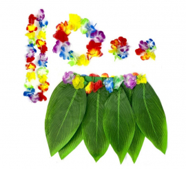 Adult Hawaii Kit: Leaf Skirt, Necklace, Bracelet and Earrings