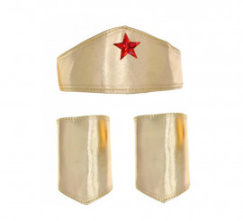 Kit Heroína Dourada: Tiara e Pulseiras